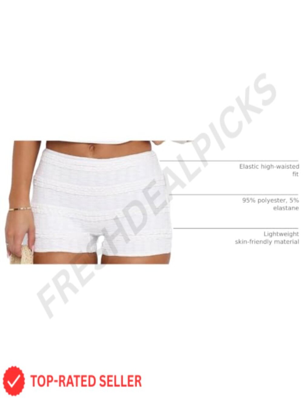 Lace Ruffle Booty Shorts Low Rise Polyester Blend Pull On - Picture 3 of 4